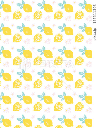 レトロ風のシンプルでポップなレモンのパターン 135311398