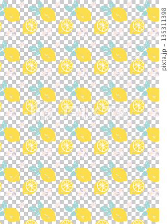 レトロ風のシンプルでポップなレモンのパターン 135311398