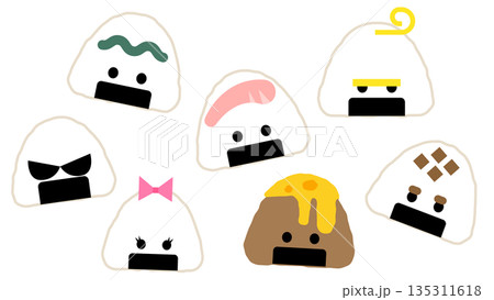 いろいろな具材のおにぎりキャラクターセット 135311618
