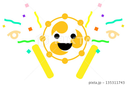 雷と電気をイメージしたエネルギッシュなキャラクターイラスト 135311743