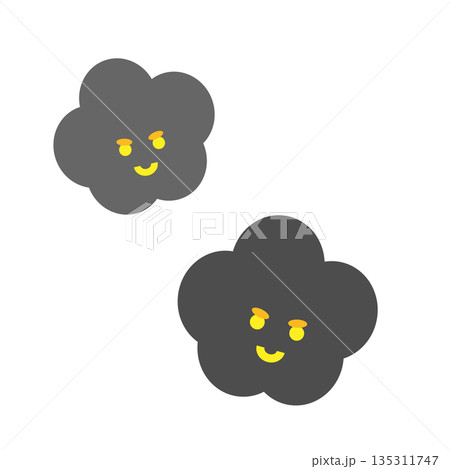雷雲をイメージしたシンプルなキャラクターイラスト 雷雲をイメージしたシンプルなキャラクターイラスト 135311747