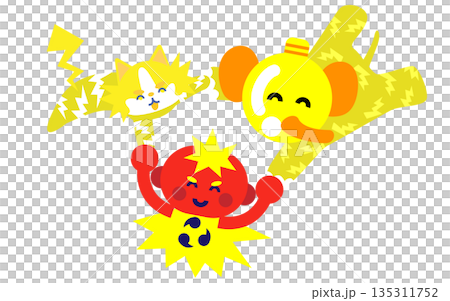 一組身披閃電能量的角色插畫 一組身披閃電能量的角色插畫 135311752