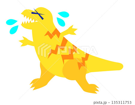 雷のエネルギーでびっくりする恐竜のイラスト 雷のエネルギーでびっくりする恐竜のイラスト 135311753