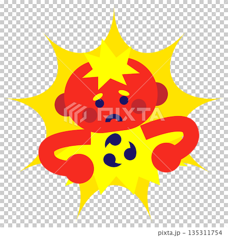雷の衝撃でびっくりするキャラクターのイラスト 雷の衝撃でびっくりするキャラクターのイラスト 135311754