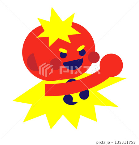 雷のエネルギーで元気いっぱいになるキャラクターのイラスト 135311755