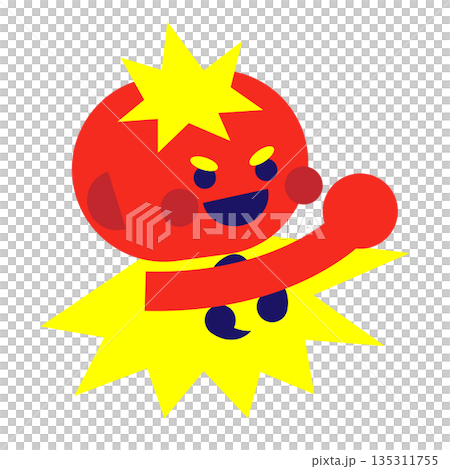 雷のエネルギーで元気いっぱいになるキャラクターのイラスト 135311755