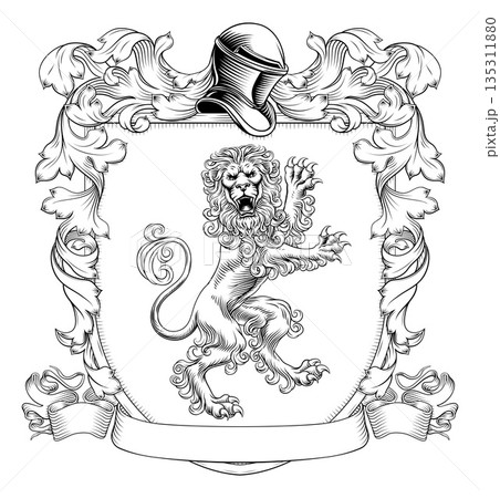 Coat of Arms Crest Lion Heraldry Knight Shield Coat of Arms Crest Lion Heraldry Knight Shield 135311880