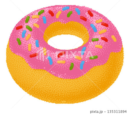 Pink Frosted Donut Sweet Dessert Illustration Pink Frosted Donut Sweet Dessert Illustration 135311894
