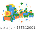 汽車に乗る楽しそうな子供たち 135312001