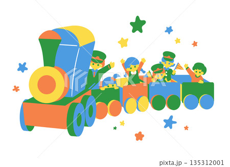 汽車に乗る楽しそうな子供たち 135312001