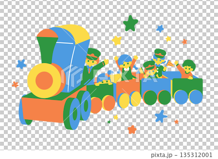 汽車に乗る楽しそうな子供たち 135312001