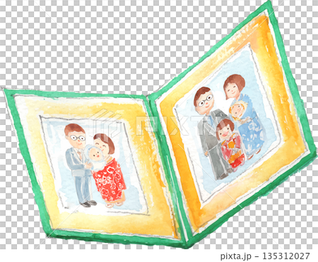 家庭相簿水彩插圖向量圖 135312027