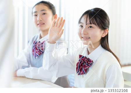 塾で勉強する女子中学生 135312108