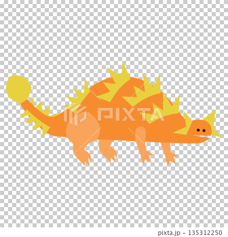 トゲトゲした体が特徴のかわいい恐竜キャラクターのシンプルなイラスト トゲトゲした体が特徴のかわいい恐竜キャラクターのシンプルなイラスト 135312250