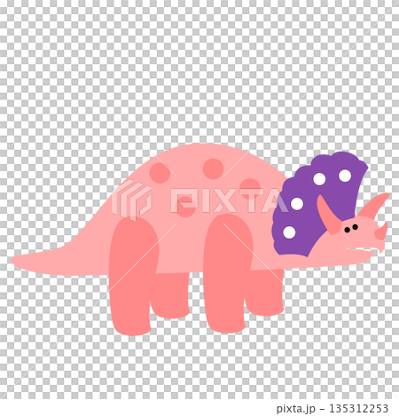 やさしい色合いのトリケラトプスのかわいい恐竜キャラクターのシンプルなイラスト やさしい色合いのトリケラトプスのかわいい恐竜キャラクターのシンプルなイラスト 135312253
