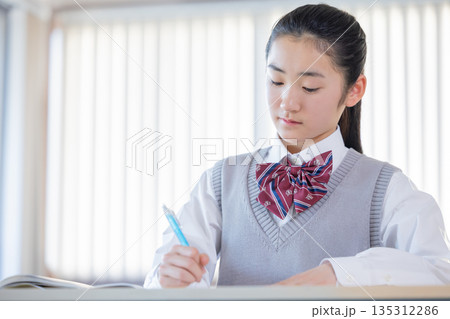 塾で勉強する女子中学生 塾で勉強する女子中学生 135312286