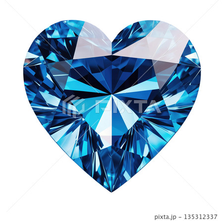 ハート型のブルーダイヤモンド/サファイア（背景透過,キリヌキ） 135312337