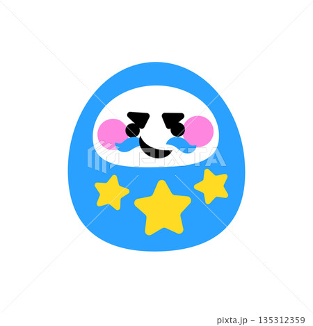 星模様が入った満足そうな表情のかわいいだるまのイラスト 135312359