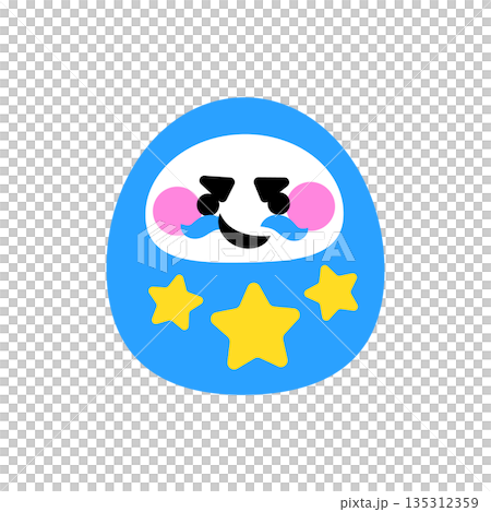 星模様が入った満足そうな表情のかわいいだるまのイラスト 135312359
