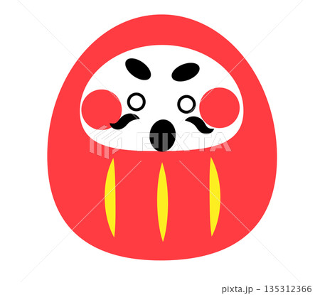 驚いた表情のかわいいだるまのイラスト 135312366
