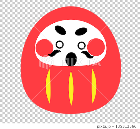 驚いた表情のかわいいだるまのイラスト 135312366