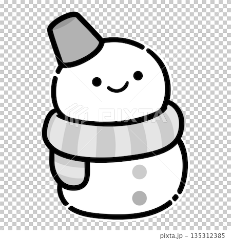 Simple monochrome winter illustration of a snowman 135312385