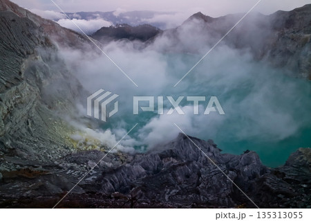 Beautiful view of Mount Ijen crater, Banyuwangi, East Java, Indonesia Beautiful view of Mount Ijen crater, Banyuwangi, East Java, Indonesia 135313055