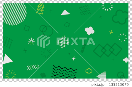 流行可愛的綠色幾何圖案背景插圖 135313079