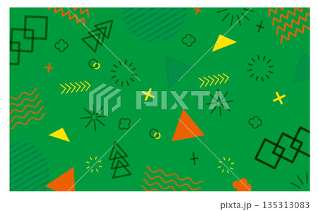緑のポップな幾何学模様の背景イラスト 135313083
