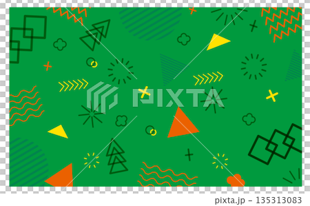 緑のポップな幾何学模様の背景イラスト 135313083