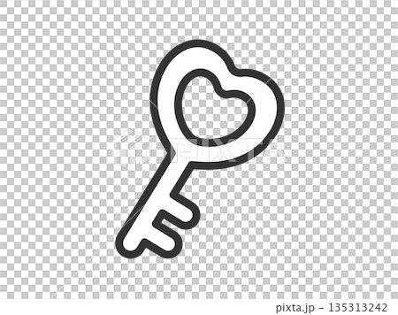Illustration of a heart-shaped lock icon (line drawing) 135313242