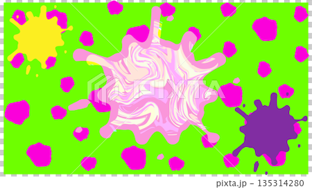 ネオンカラーが飛び散る毒々しいサイケデリック背景イラスト 135314280