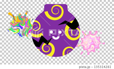 Illustration of a cute monster-like character wearing a poisonous pattern Illustration of a cute monster-like character wearing a poisonous pattern 135314281