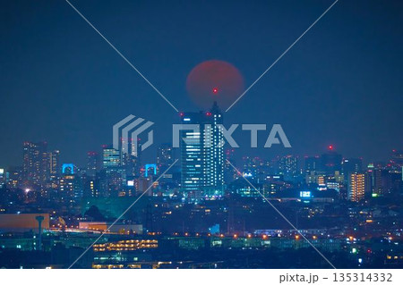 東京都世田谷区方面からの月出 135314332