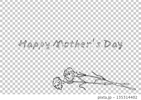 Mother's Day carnation hand-drawn line drawing illustration material (frame, wreath, bouquet, etc.) Mother's Day carnation hand-drawn line drawing illustration material (frame, wreath, bouquet, etc.) 135314402