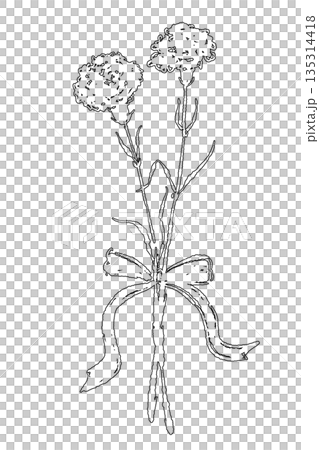 母の日のカーネーションの手書き線画イラスト素材(フレーム・リース・花束など) 母の日のカーネーションの手書き線画イラスト素材(フレーム・リース・花束など) 135314418