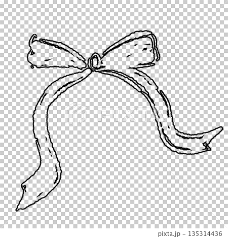 リボンの手書き線画イラスト素材(フレーム・リース・花束など) リボンの手書き線画イラスト素材(フレーム・リース・花束など) 135314436