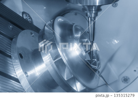 5 Axis CNC Milling Machine Cutting Water Turbine Part with Ball End Mill 135315279