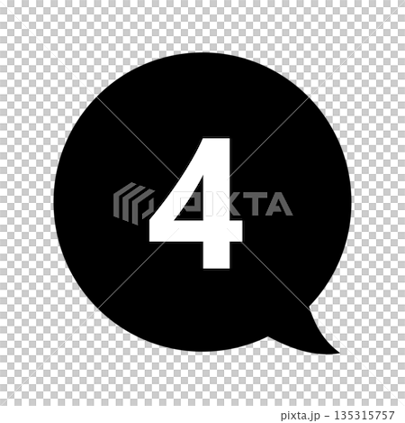 單色透明背景上的數字「4」對話方塊標記 135315757