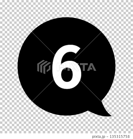 單色透明背景上的數字「6」對話方塊標記 135315758
