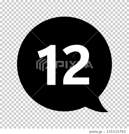單色透明背景上的對話框數字“12” 135315763