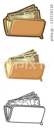 長財布に入った三万円 135316116
