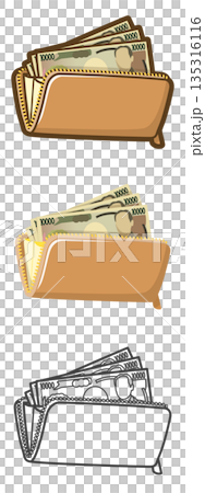 長財布に入った三万円 135316116