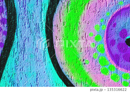 Abstract Neon Graffiti Art with Green, Purple, Blue for Y2K, 90s Style Abstract Neon Graffiti Art with Green, Purple, Blue for Y2K, 90s Style 135316622
