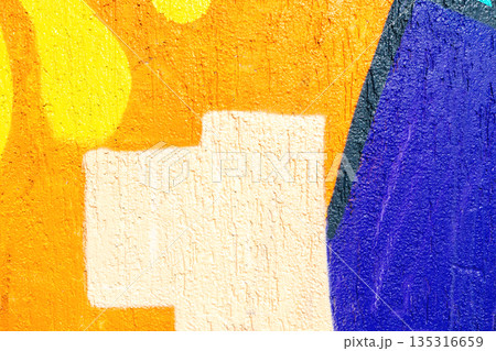 Abstract Geometric Colorful Shapes in Orange, Yellow, White, Blue with 80s Pop Art Influence Abstract Geometric Colorful Shapes in Orange, Yellow, White, Blue with 80s Pop Art Influence 135316659