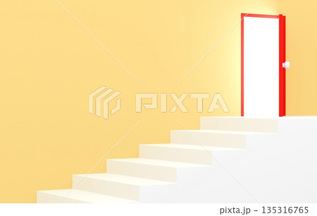 3D素材_シンプルな階段と扉_黄色 135316765