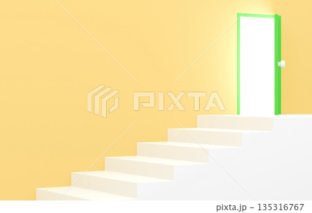 3D素材_シンプルな階段と扉_黄色 3D素材_シンプルな階段と扉_黄色 135316767