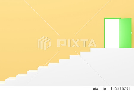 3D素材_シンプルな階段と扉_黄色 135316791