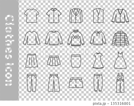 Simple and stylish fashion and clothing icon set Simple and stylish fashion and clothing icon set 135316801