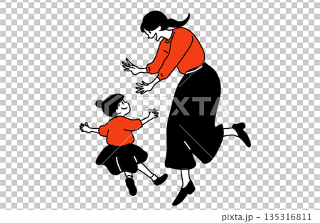 母と子のやさしい時間｜母の日の親子イラスト 135316811